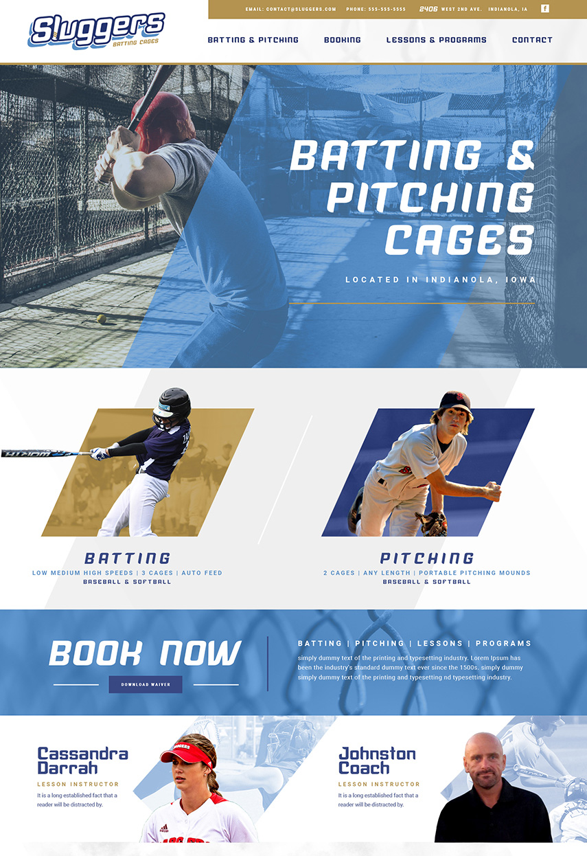 sluggers batting cages website design