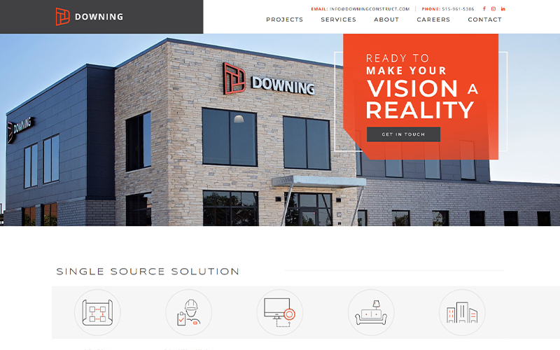 downing construction website design