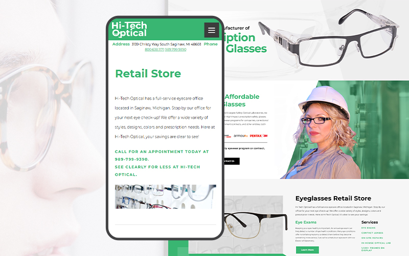 hi-tech optical website design