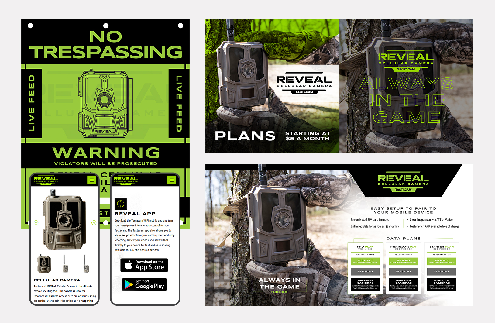 reveal by tactacam designed signs, packaging and website