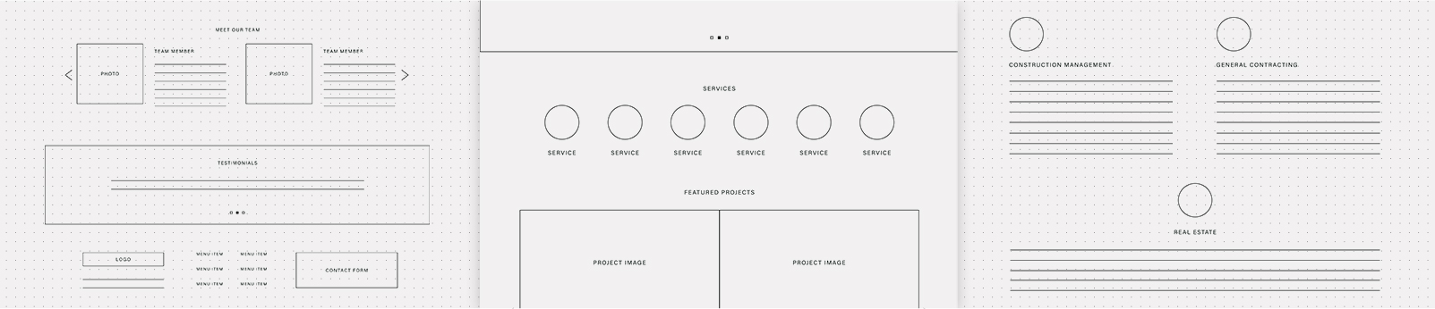 website development wireframe