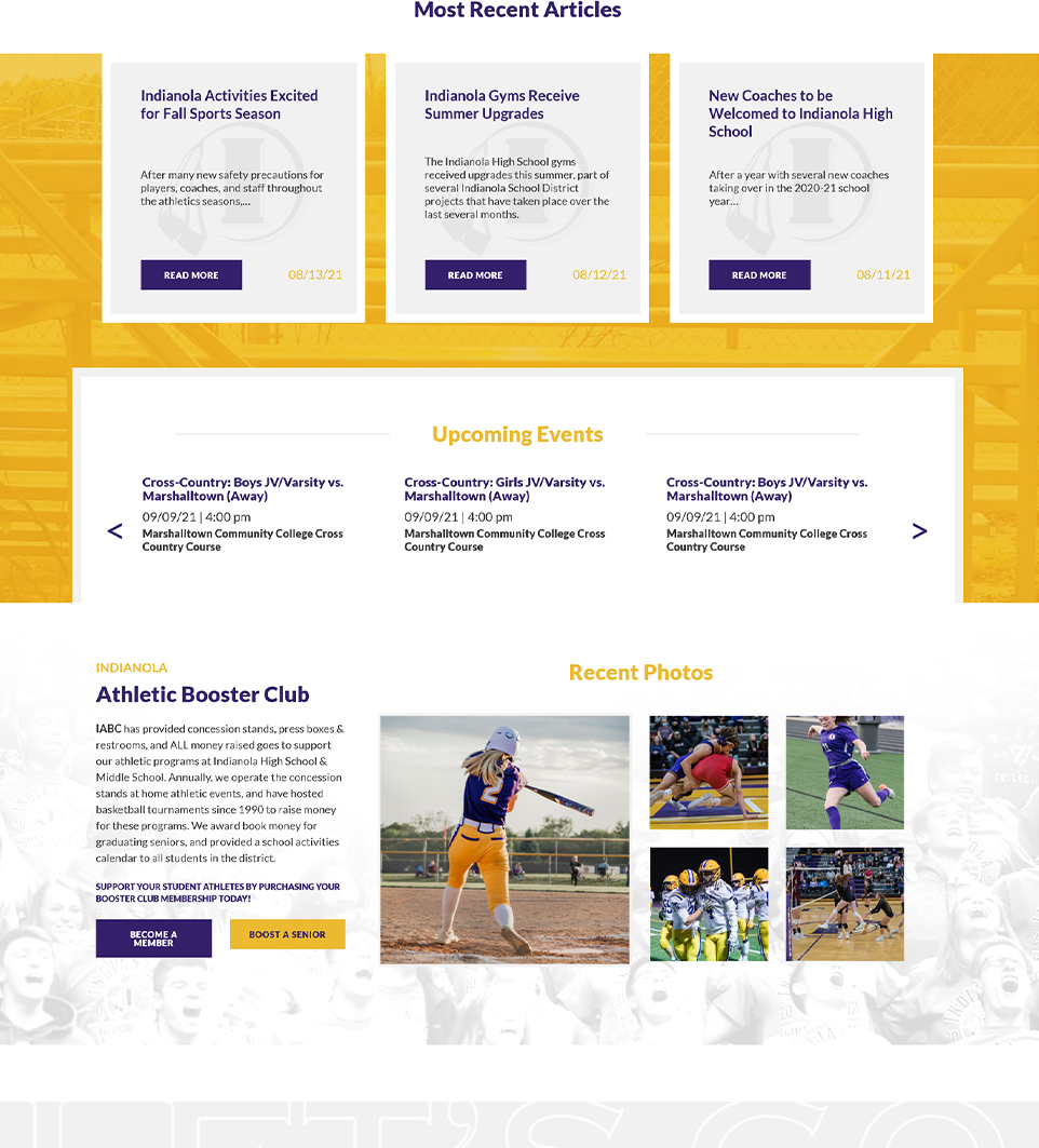 Indianola Booster Club Website Screenshot