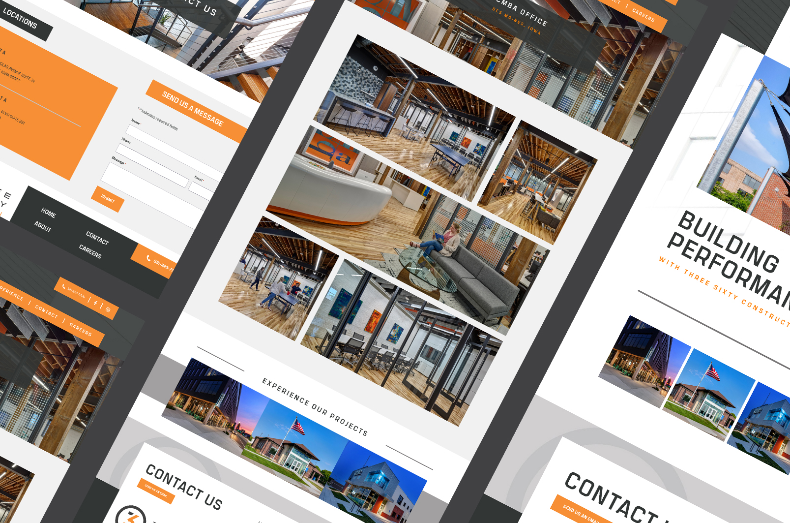 Three Sixty Construction Website Page Designs