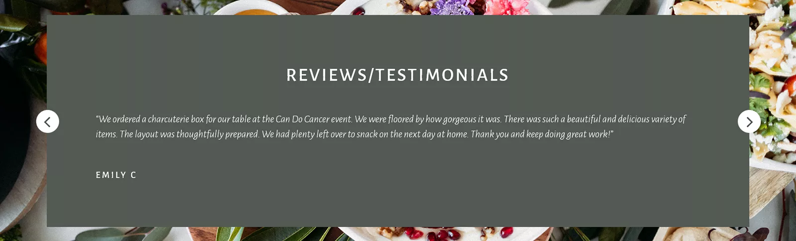 Platters with Purpose Website Testimonials