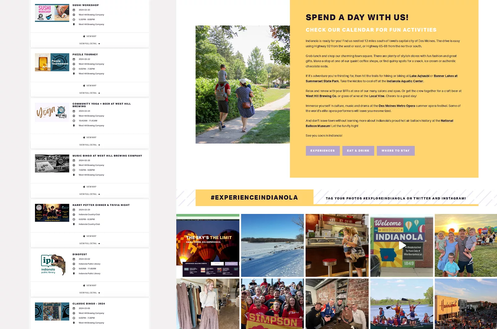 Experience Indianola Website Design