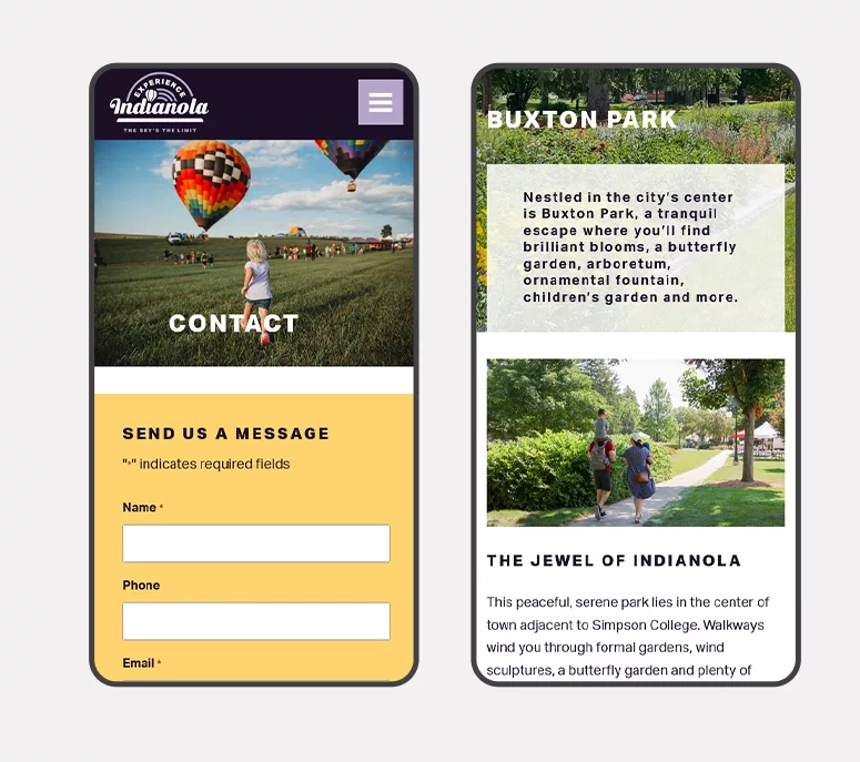 Experience Indianola Mobile Website