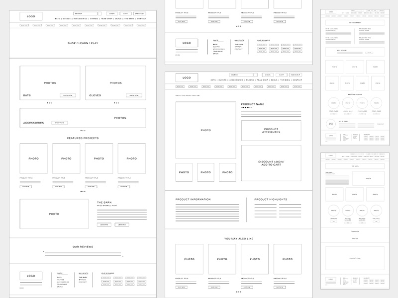 Examples of various wireframes