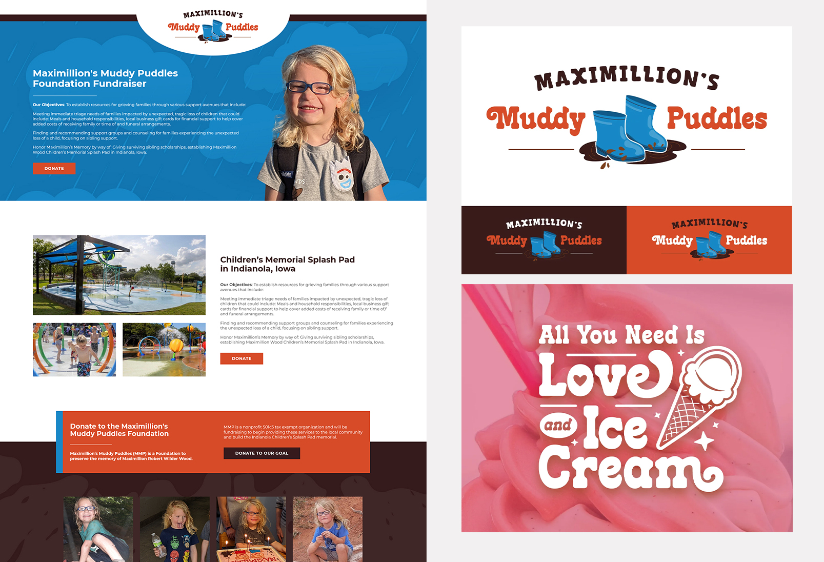 Muddy Puddles Ice Cream Foundation Website & Logo