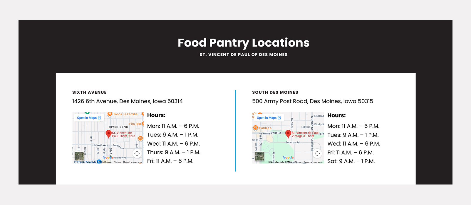 SVDP-98 SVDP Food Pantry Locations Section